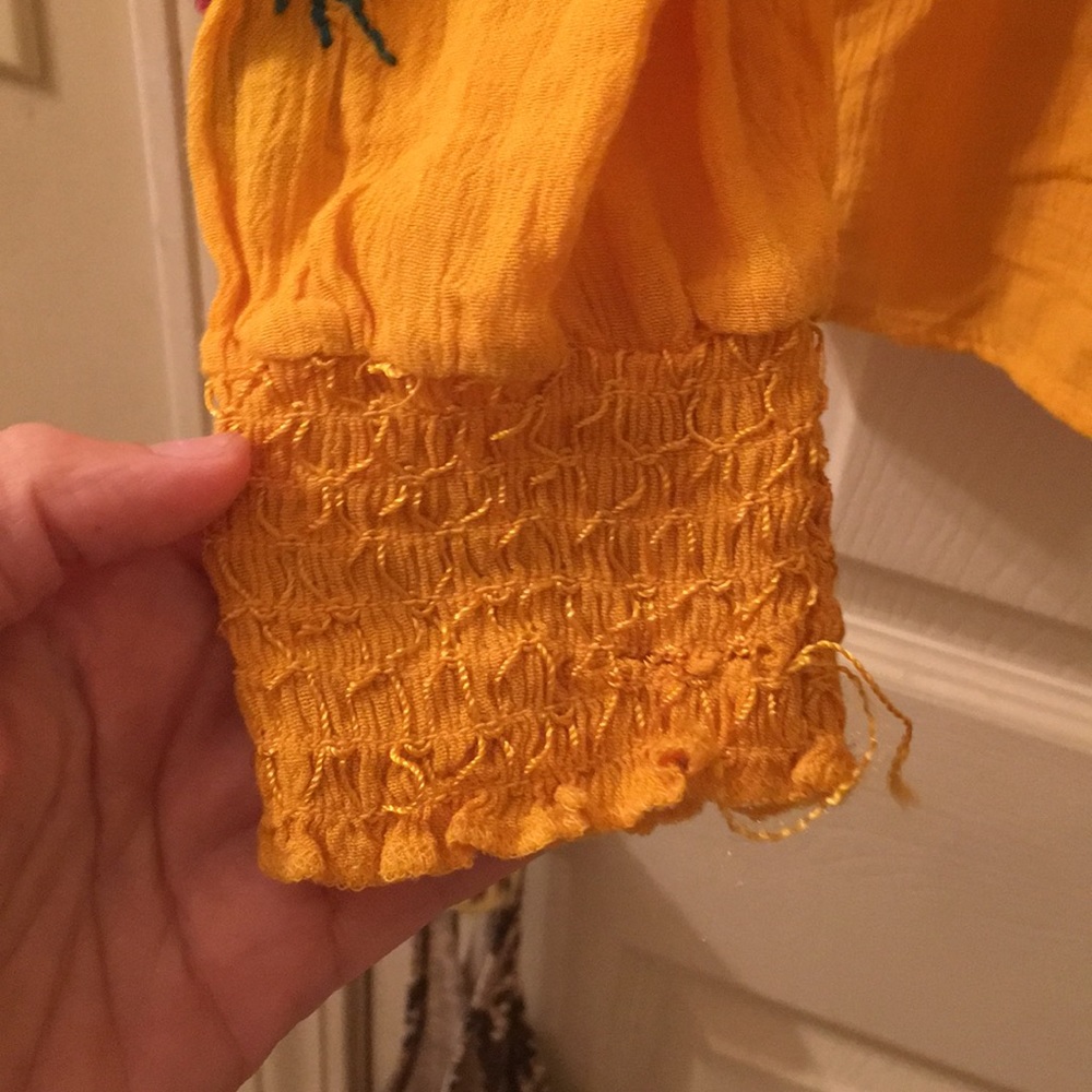 medium hippie style yellow fall blouse so cute! - Picture 3 of 8